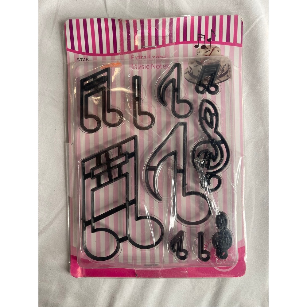 Extra Large Music Notes Fondant Cutter Set Treble Clef Cake Decorating 10pc Blac